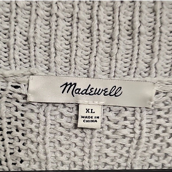 Madewell Bobble Sleeves Gray Cardigan Sweater Knit Open Front Pockets XL Nwot - Picture 3 of 11